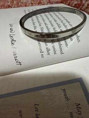 Giorgio Armani Silver-Tone Engraved Logo Bangle